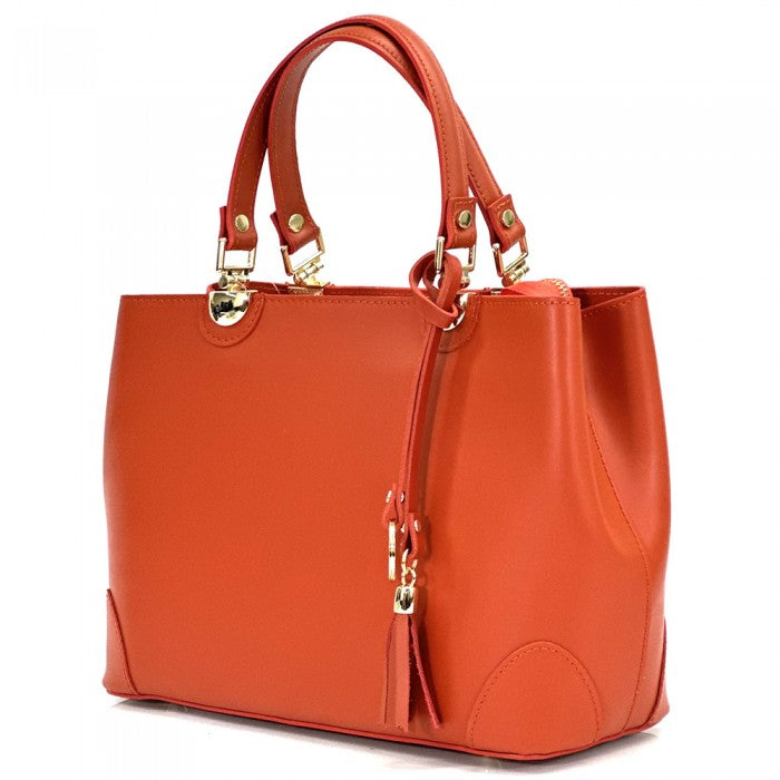 Italian Artisan Vittorio Womens Handcrafted Leather Tote Handbag  with Shoulder Strap Made In Italy