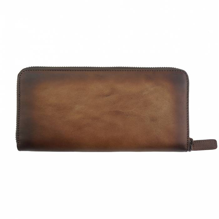 Italian Artisan Womens  Vintage Cow Leather Zippy Wallet Made In Italy