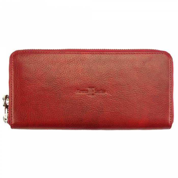 Italian Artisan Florence Womens ZIPPY S Wallet In Genuine Vacchetta Cow Leather Made In Italy