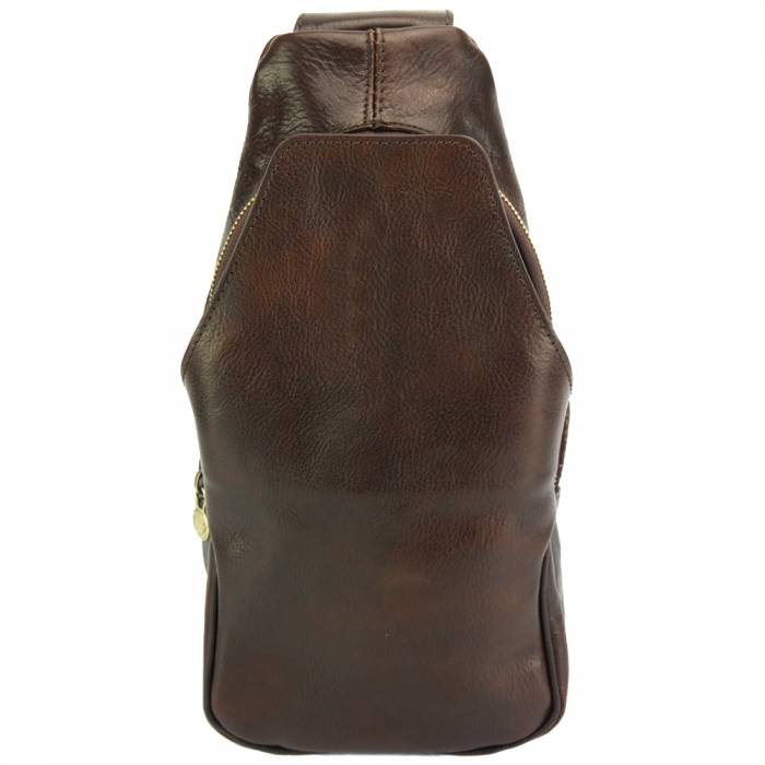 Italian Artisan Milo Mens Sling Bag in Vacchetta Leather Made In Italy