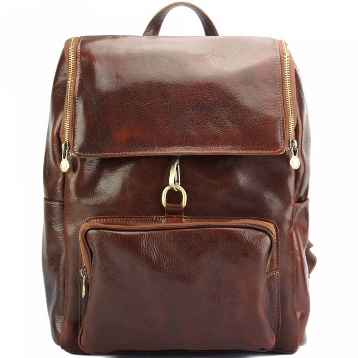 Italian Artisan Connor Luxury Unisex Backpack in Vacchetta Leather Made In Italy