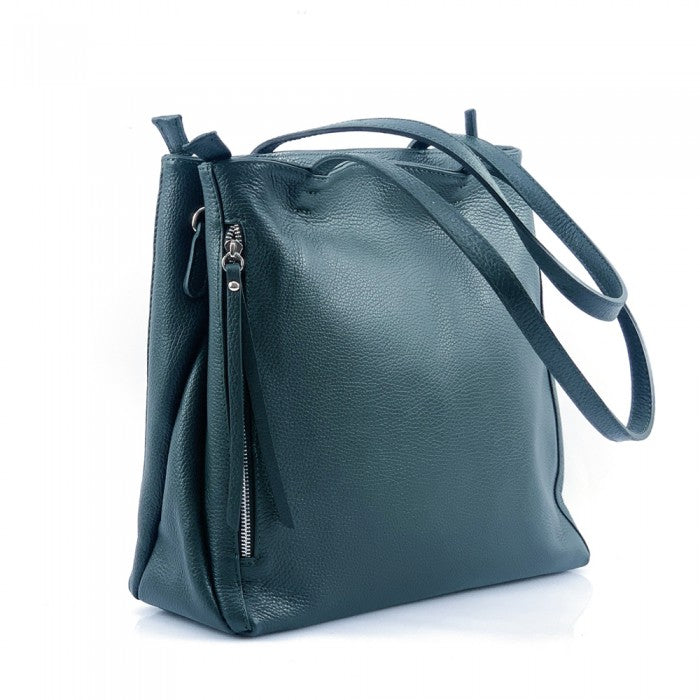 Italian Artisan Leonardo Handcrafted Shoulder Bag In Genuine Calfskin Leather Made In Italy