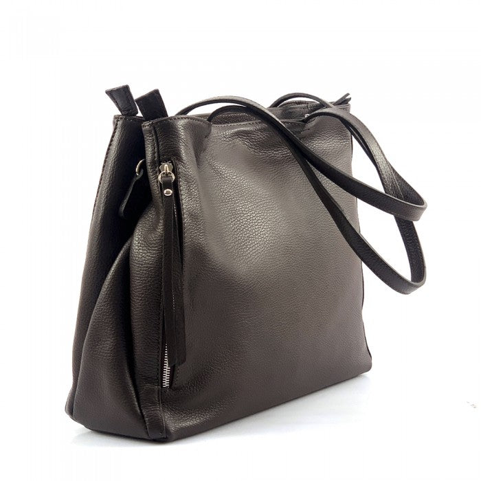 Italian Artisan Leonardo Handcrafted Shoulder Bag In Genuine Calfskin Leather Made In Italy