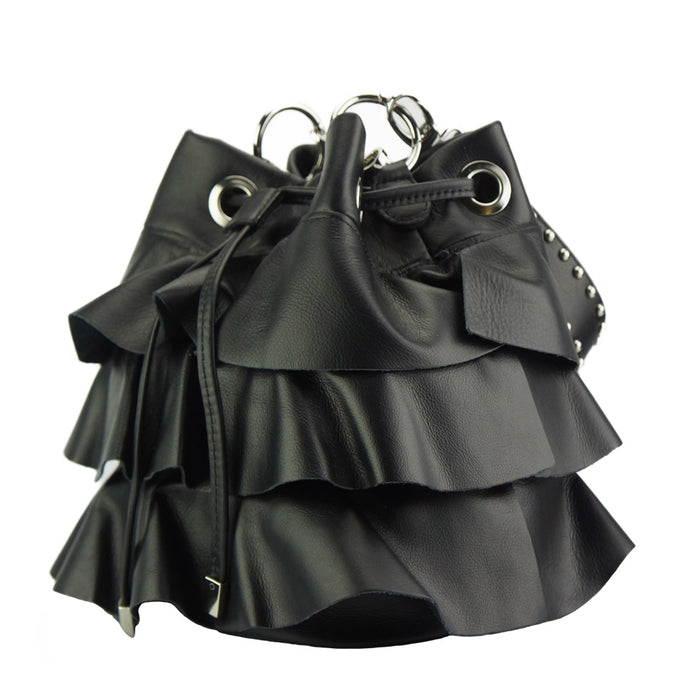 Italian Artisan Ileana Womens Bucket Handbag of Genuine Calfskin Leather with Shoulder Strap Made In Italy