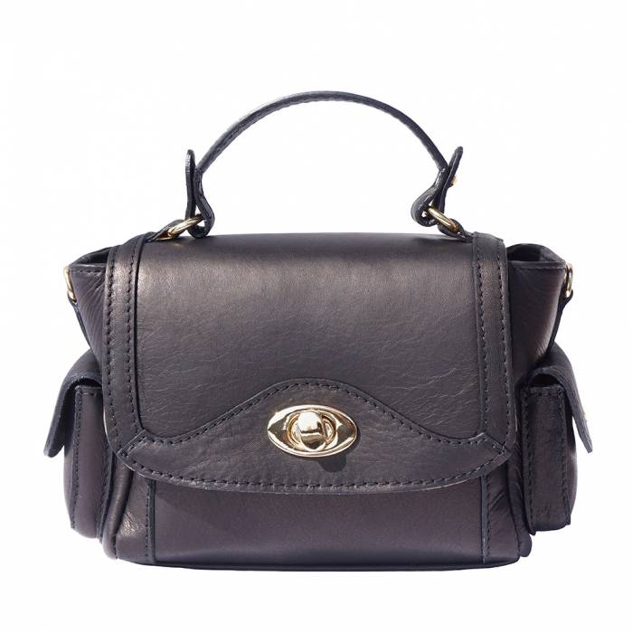 Italian Artisan Womens Small Leather Handbag With Two Side Pockets