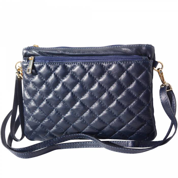 Italian Artisan Womens Luxury  Crossbody Wristlet Made With Quilted Calf Leather Made In Italy