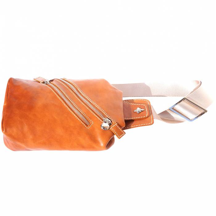 Italian Artisan Mens Handcrafted Waist Fanny Pack In Genuine Calfskin Leather Made In Italy