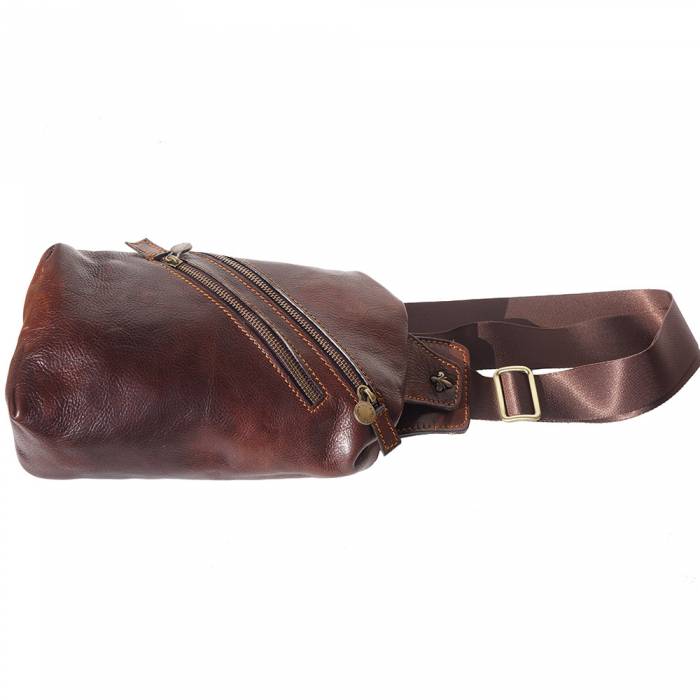 Italian Artisan Mens Handcrafted Waist Fanny Pack In Genuine Calfskin Leather Made In Italy