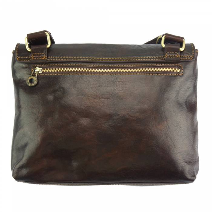 Italian Artisan Unisex Luxury Flap Messenger Bag in Smooth Vacchetta Leather Made In Italy