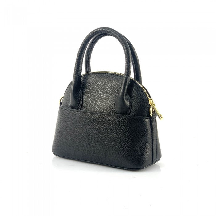 Italian Artisan Womens Handcrafted Bowling Leather Handbag In Genuine Calf Leather Made In Italy