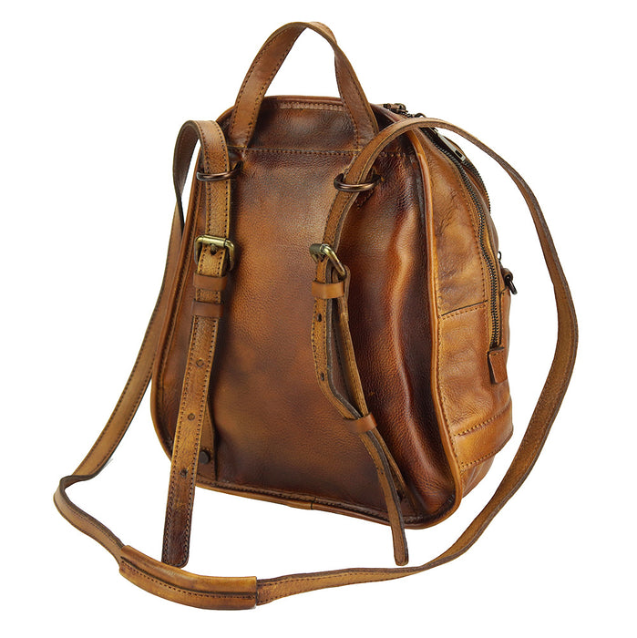 Italian Artisan Marinella Womens Vintage Leather Backpack Made In Italy