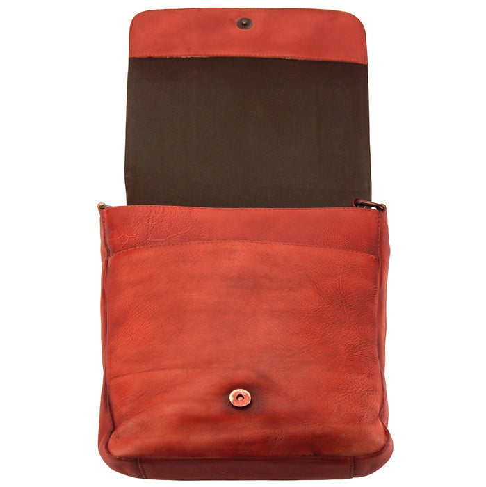 Italian Artisan Igor Unisex Handmade Leather Messenger Flap Bag Made In Italy