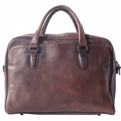 Italian Artisan Unisex Briefcase in Genuine Calf Natural Vintage Leather Made in Italy - Oasisincentives