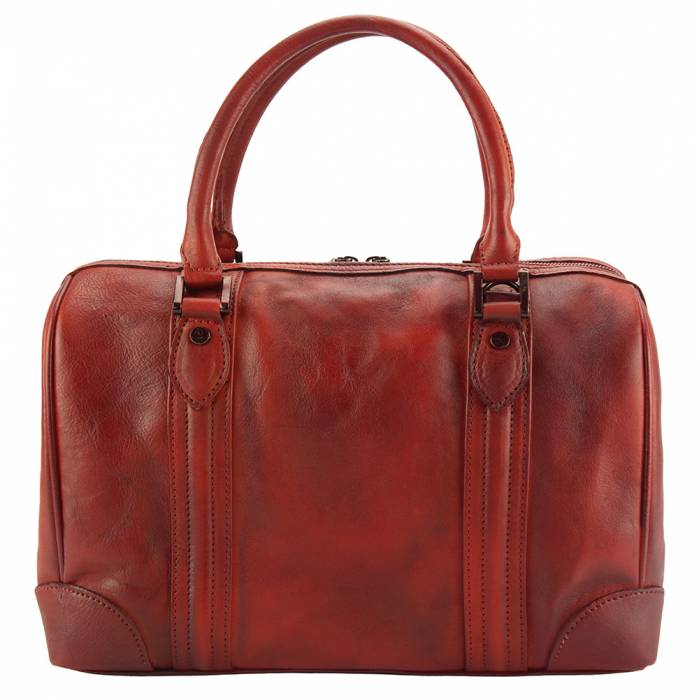 Italian Artisan Fulvia GM Womens Luxury Vintage Leather Boston Handbag Made In Italy