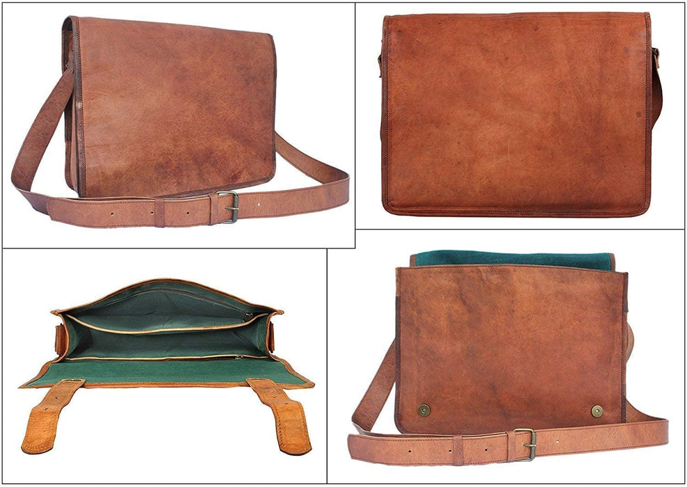 Vintage Handmade Leather Messenger Bag Unisex Brown-Oasisincentives