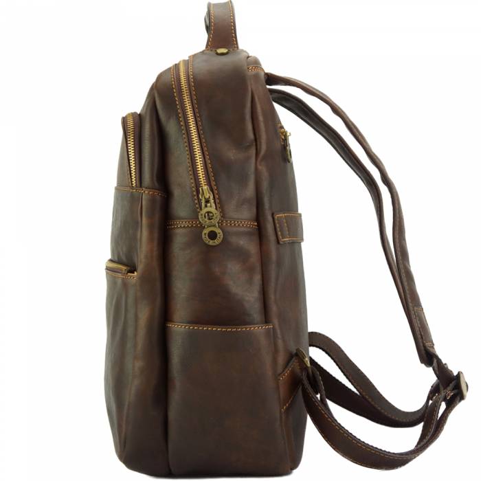 Italian Artisan Charlie Unisex Vacchetta In Cow Leather HANDMADE Backpack Made In Italy