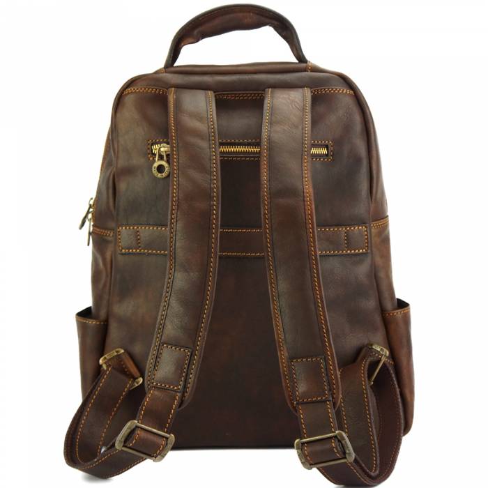 Italian Artisan Charlie Unisex Vacchetta In Cow Leather HANDMADE Backpack Made In Italy