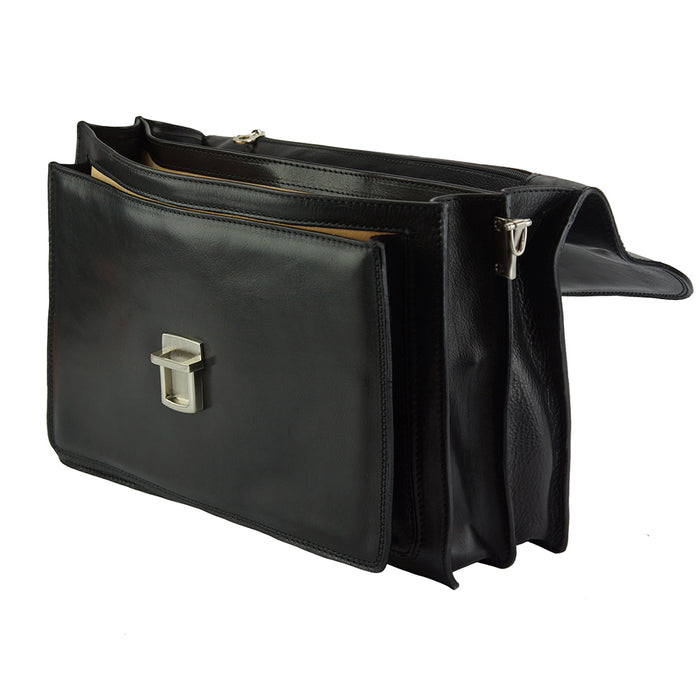 Italian Artisan Dalmazio Business Briefcase in Soft Calf Skin Leather Made In Italy