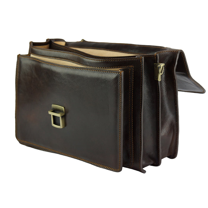 Italian Artisan Dalmazio Business Briefcase in Soft Calf Skin Leather Made In Italy