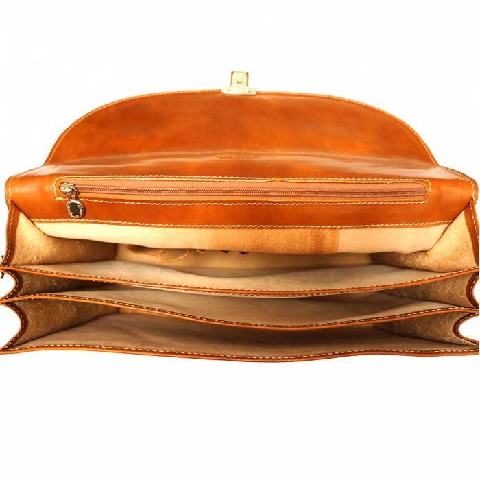 Italian Artisan Unisex Luxury Handmade In Genuine Calfskin Leather Briefcase Made In Italy