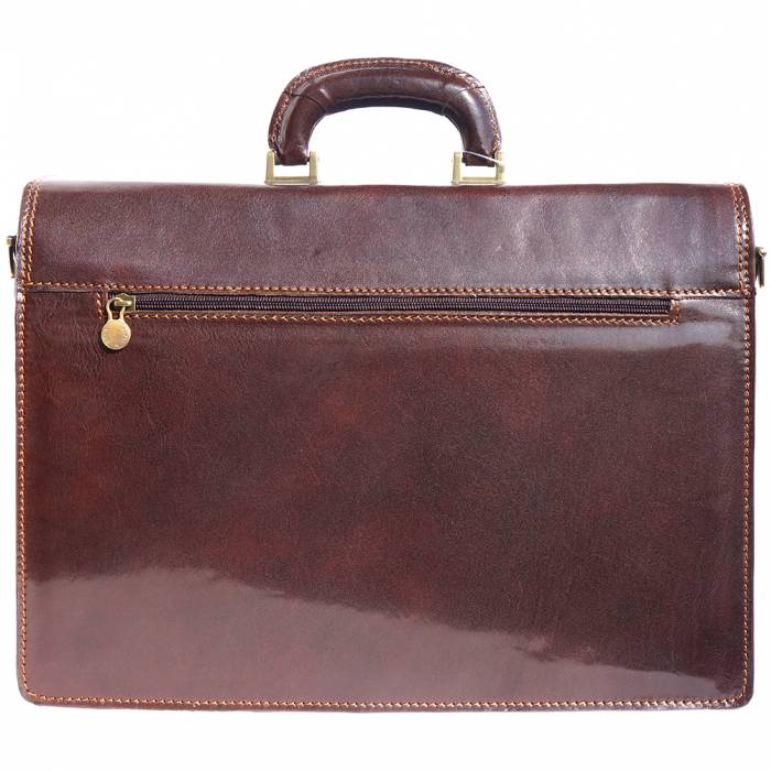 Italian Artisan Unisex Luxury Handmade In Genuine Calfskin Leather Briefcase Made In Italy