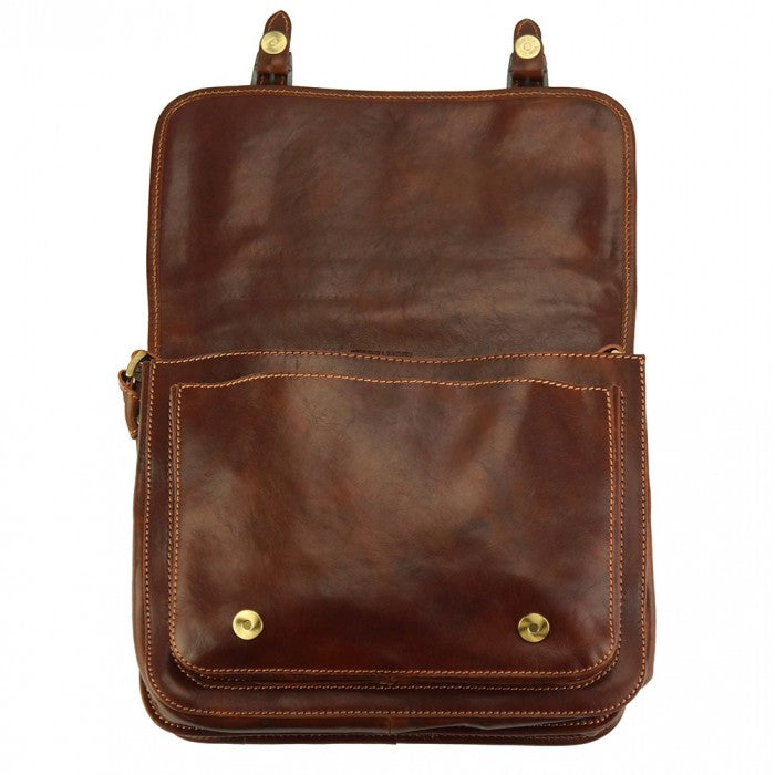 Italian Artisan Palmira Messenger Bag Crafted in Vacchetta Leather Made In Italy Unisex