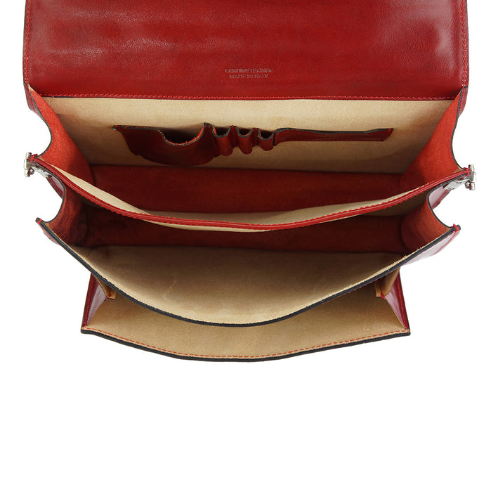 Italian Artisan Sergio Handmade Leather Mini Business Briefcase Made In Italy Unisex