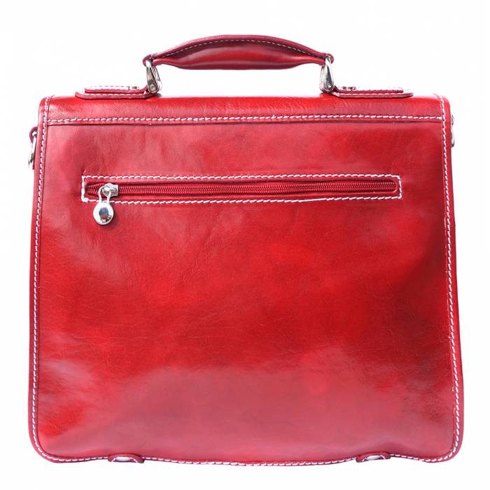 Italian Artisan Womens Luxury Handmade Leather Briefcase with Shoulder Strap Made In Italy
