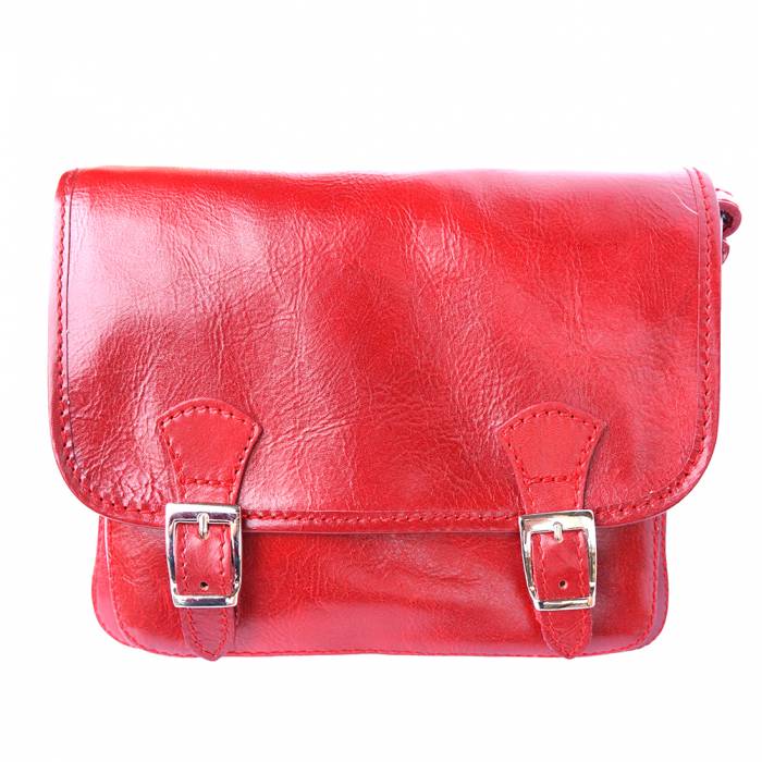 Italian Artisan Womens Luxury Handmade Genuine Calf Leather Mini-Messenger Bag with Shoulder Strap Made In Italy