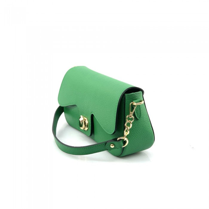 Italian Artisan Fatima Grained Dollaro Leather Shoulder Handbag Made In Italy