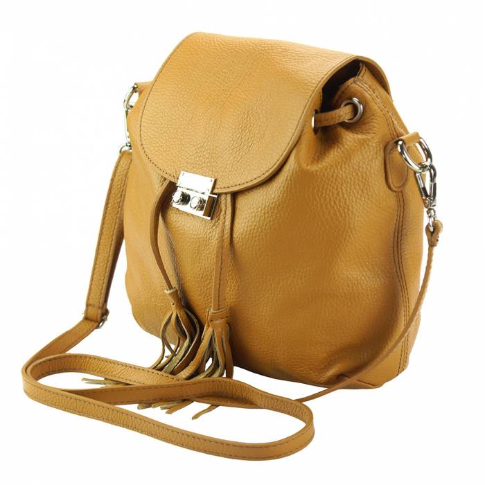 Italian Artisan Bougainvillea Womens Soft Calfskin Leather Sporty Backpack Made In Italy