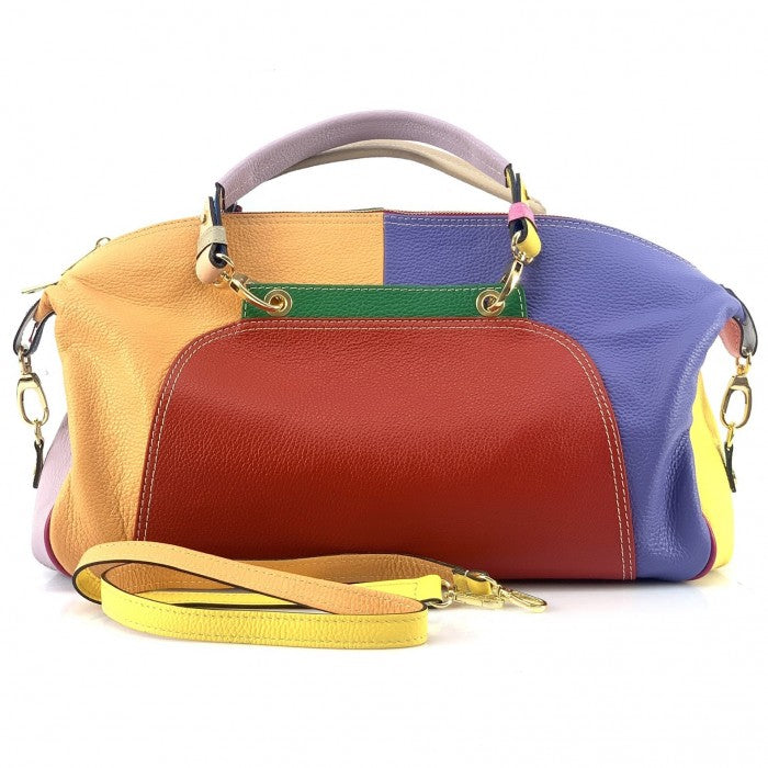 Italian Artisan Salarino Handcrafted Multi-Color Handbag In Genuine Calfskin Leather Made in Italy