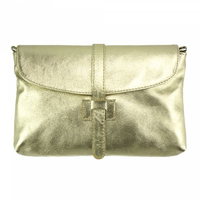 Italian Artisan Malak Womens Luxury Clutch Purse or Shoulder Bag In Smooth Calfskin Leather Made In Italy