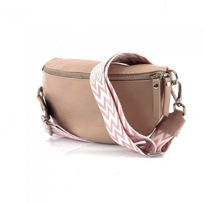 Italian Artisan Unisex Handcrafted Fanny Pack In Genuine Calfskin Leather Made In Italy