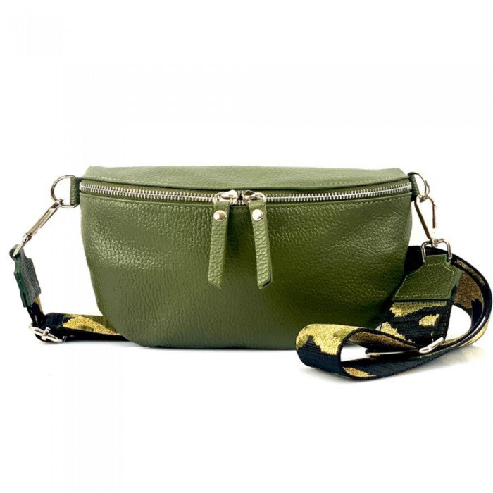Italian Artisan Unisex Handcrafted Fanny Pack In Genuine Calfskin Leather Made In Italy