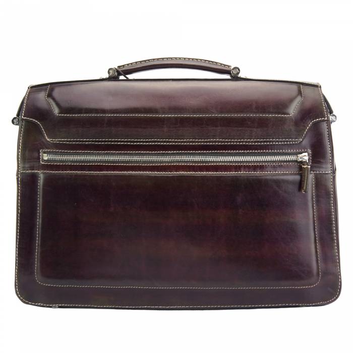 Italian Artisan Zenobi Unisex Luxury Handmade Leather Business Handbag with Shoulder Strap Made in Italy