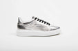 Italian Artisan Womens Luxury Handmade Leather  Sneaker Made In Italy Silver Laminated-Oasisincentives.us