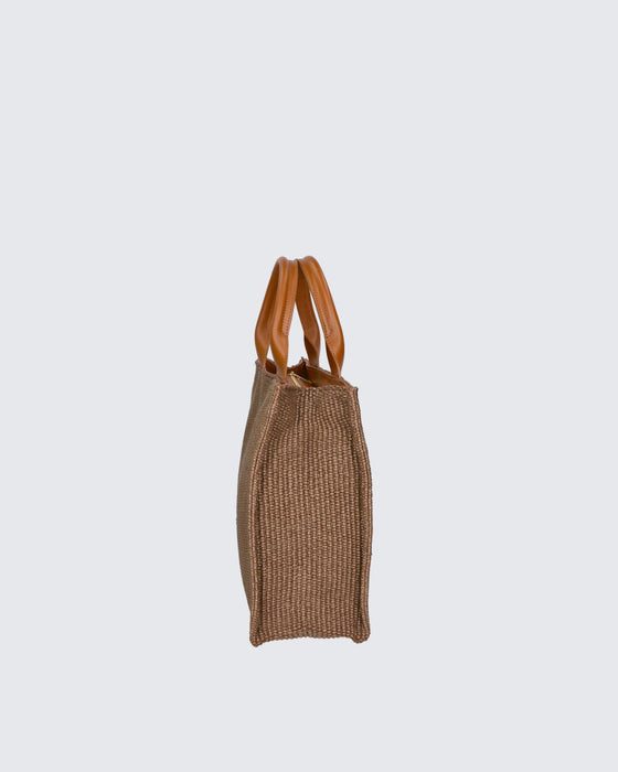 Italian Artisan Handmade Shoulder Handbag In Genuine Leather and Straw Made In Italy