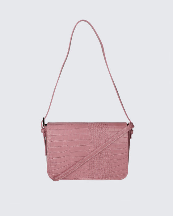Pink Crocodile Italian Leather Bag