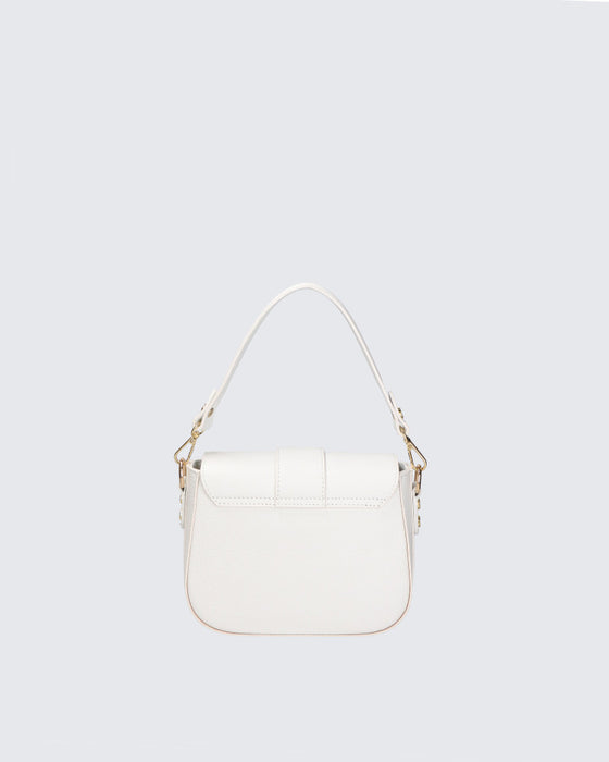 Italian Artisan Women's Handcrafted Single-Compartment Dollaro Leather Shoulder Bag in White -Oasisincentives.us
