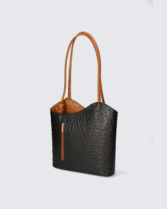 Elba Concept Ostrich Skin Modular Leather Handbag at FORZIERI