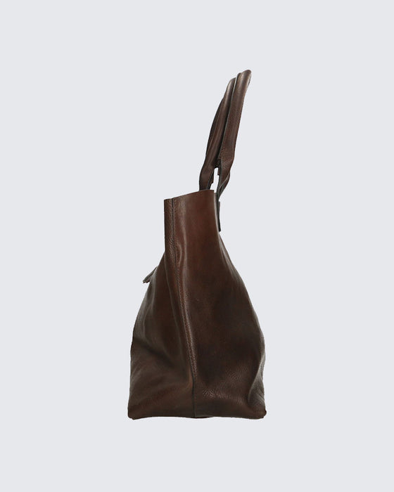 Italian Artisan TUTTI PORTANO Womens Tote Handbag In Genuine Hand Buffered Cowhide Leather Made In Italy