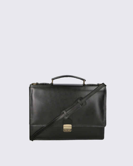 Italian Artisan Handcrafted Unisex Business Briefcase In Genuine Cowhide Leather Made In Italy