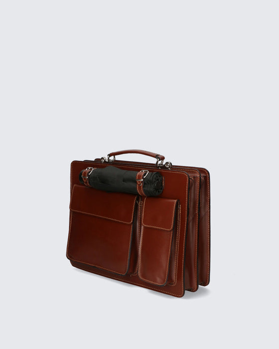 Italian Artisan TUTTI PORTANO Unisex Business Briefcase in Genuine Cow Hide Leather Made In Italy