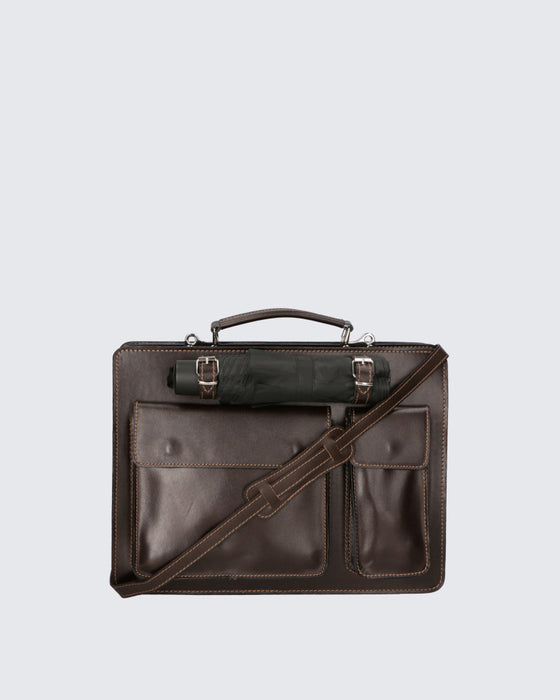 Italian Artisan TUTTI PORTANO Unisex Business Briefcase in Genuine Cow Hide Leather Made In Italy