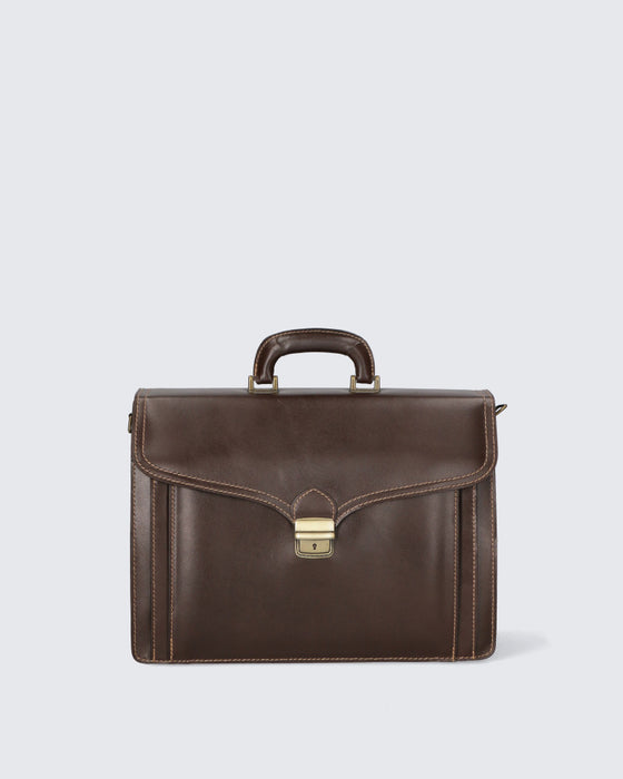 Italian Artisan Men's Handcrafted Triple Compartment Executive Briefcase | Made in Italy