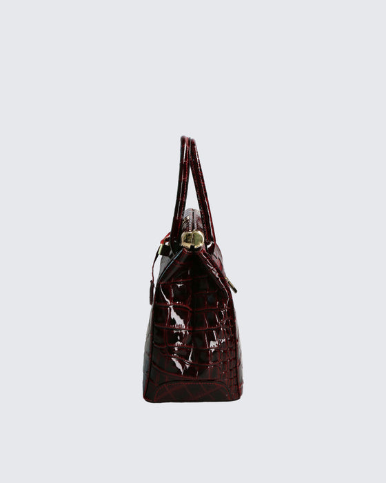 Italian Artisan Womens Luxury Handmade Handbag In Genuine Croc Printed Leather Made In Italy