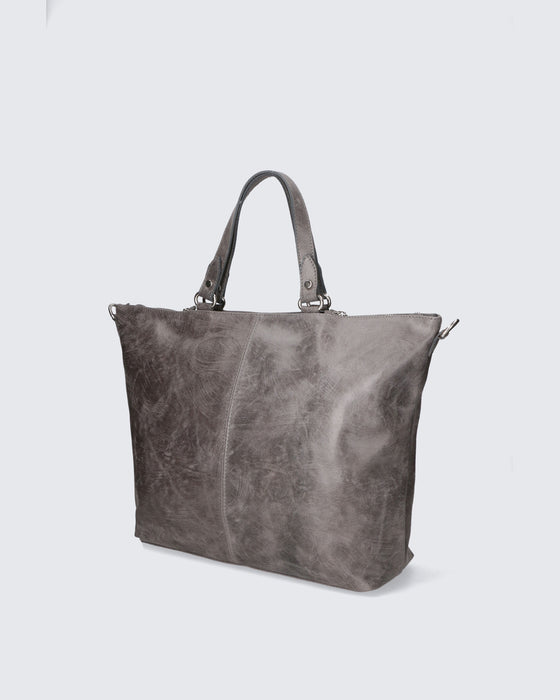 Italian Artisan Women's Double Compartment Shopper Handbag in Genuine Printed Suede Leather | Made in Italy