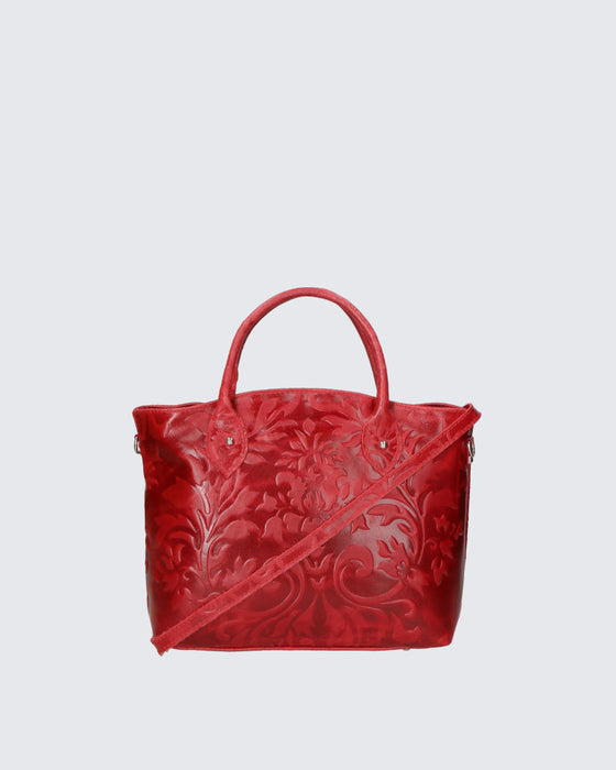 Italian Artisan TUTTI PORTANO Womens Handcrafted in Genuine Smooth Printed Suede Leather Handbag Made In Italy