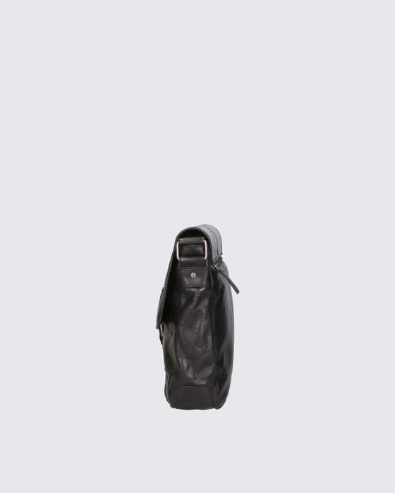 Men's Adjustable Leather Shoulder Bag | Italian Artisan Handcrafted | Genuine Greased Calfskin